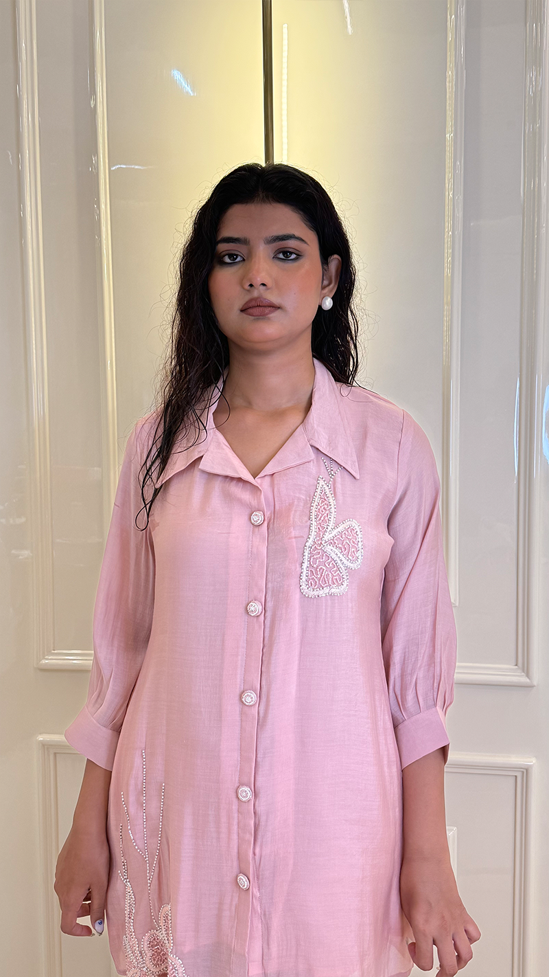 Cut Work Pink Coords Set