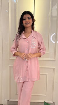 Cut Work Pink Coords Set