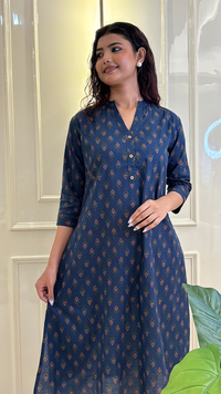 A line Blue Kurti Style