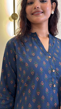 A line Blue Kurti Style