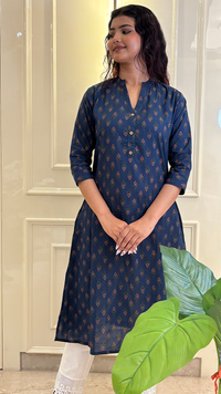A line Blue Kurti Style