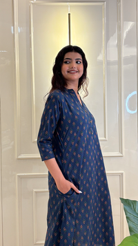 A line Blue Kurti Style
