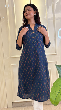 A line Blue Kurti Style