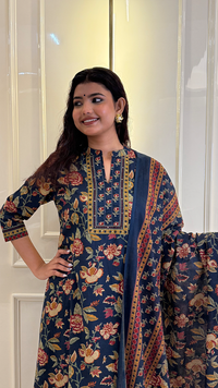 A line Bagru Print Blue
