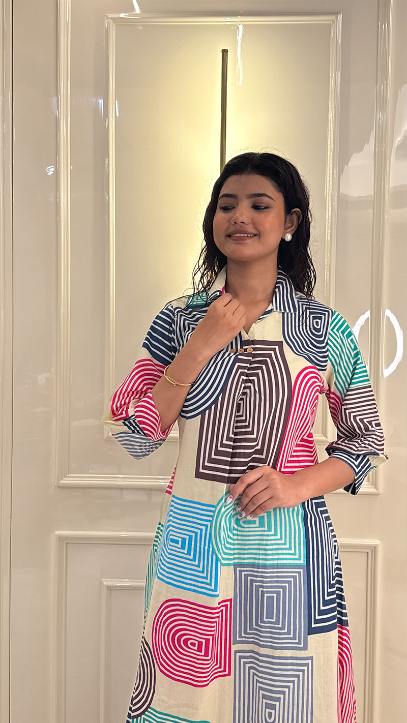 Geomatric Unicorn Aline Kurti Set