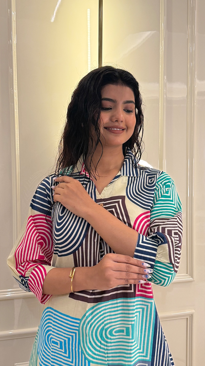 Geomatric Unicorn Aline Kurti Set