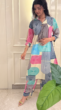 Geomatric Unicorn Aline Kurti Set