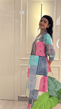 Geomatric Unicorn Aline Kurti Set