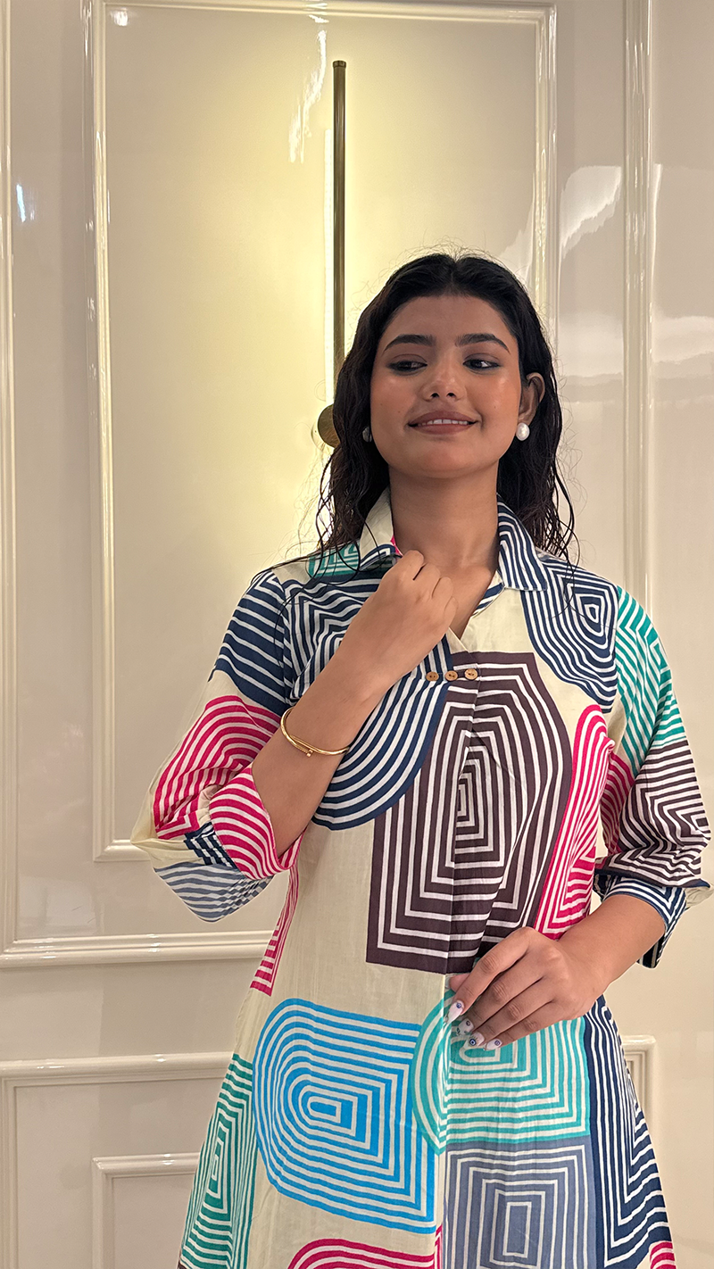 Geomatric Unicorn Aline Kurti Set