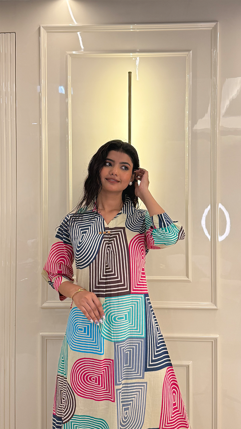 Geomatric Unicorn Aline Kurti Set