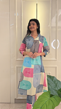 Geomatric Unicorn Aline Kurti Set