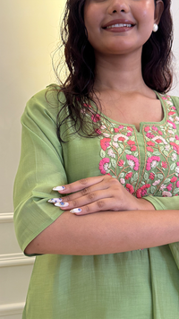 Green Knot Work Dupatta Set