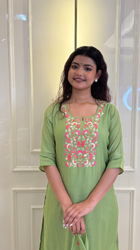 Green Knot Work Dupatta Set