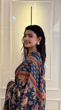 A line Bagru Print Blue