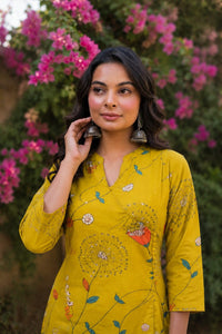 Mustard Bloom Printed Kurta Set