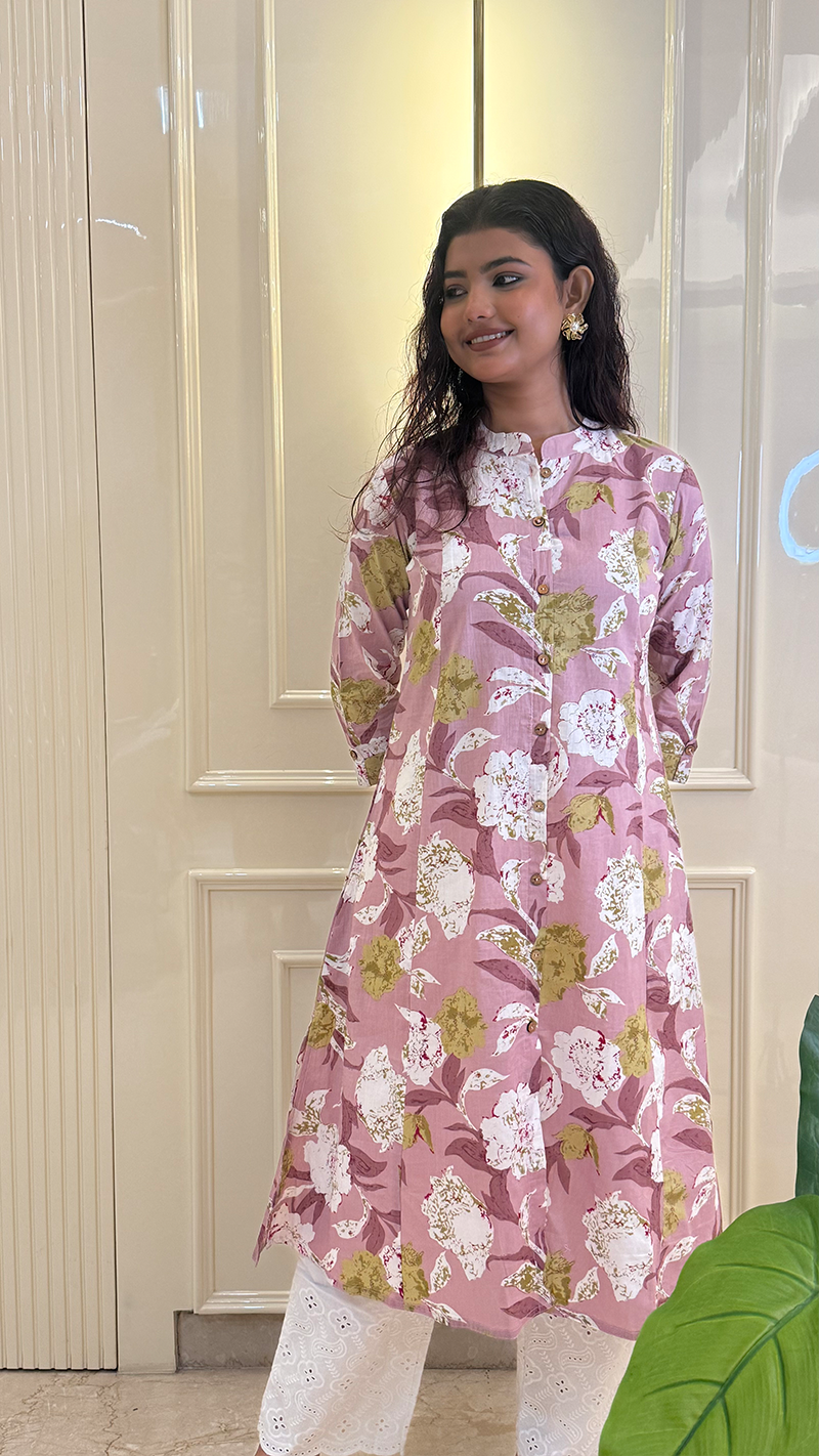 A line Pink Kurti Style
