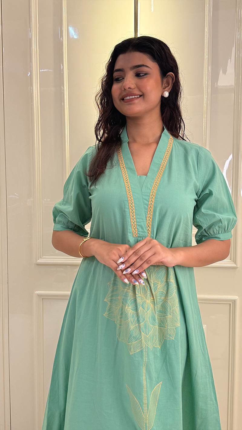 Pastle Leaf Green Aline Set