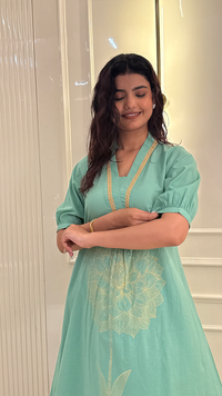 Pastle Leaf Green Aline Set