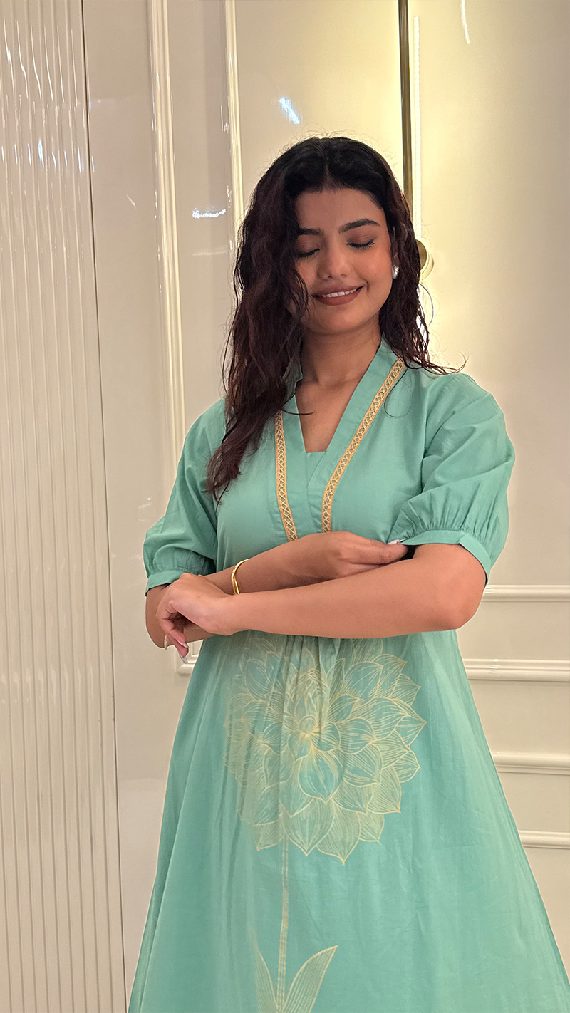Pastle Leaf Green Aline Set