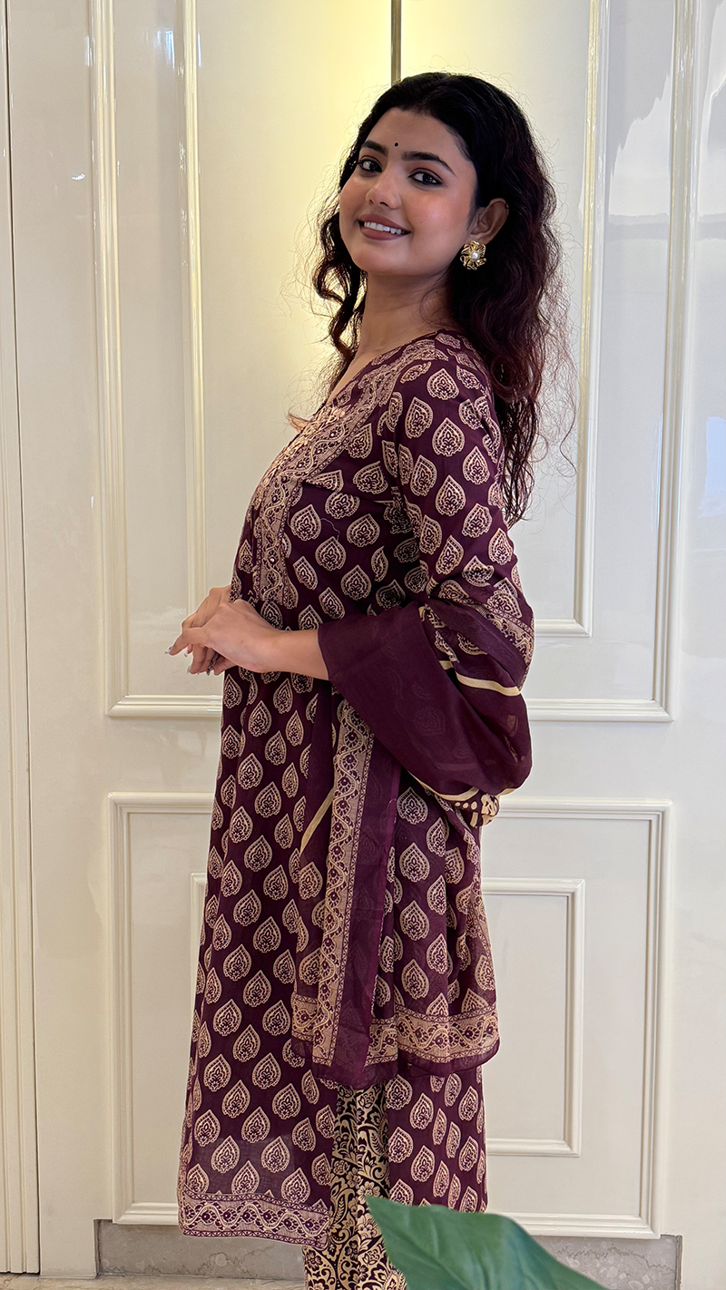 Purple Ajrakh Dupatta