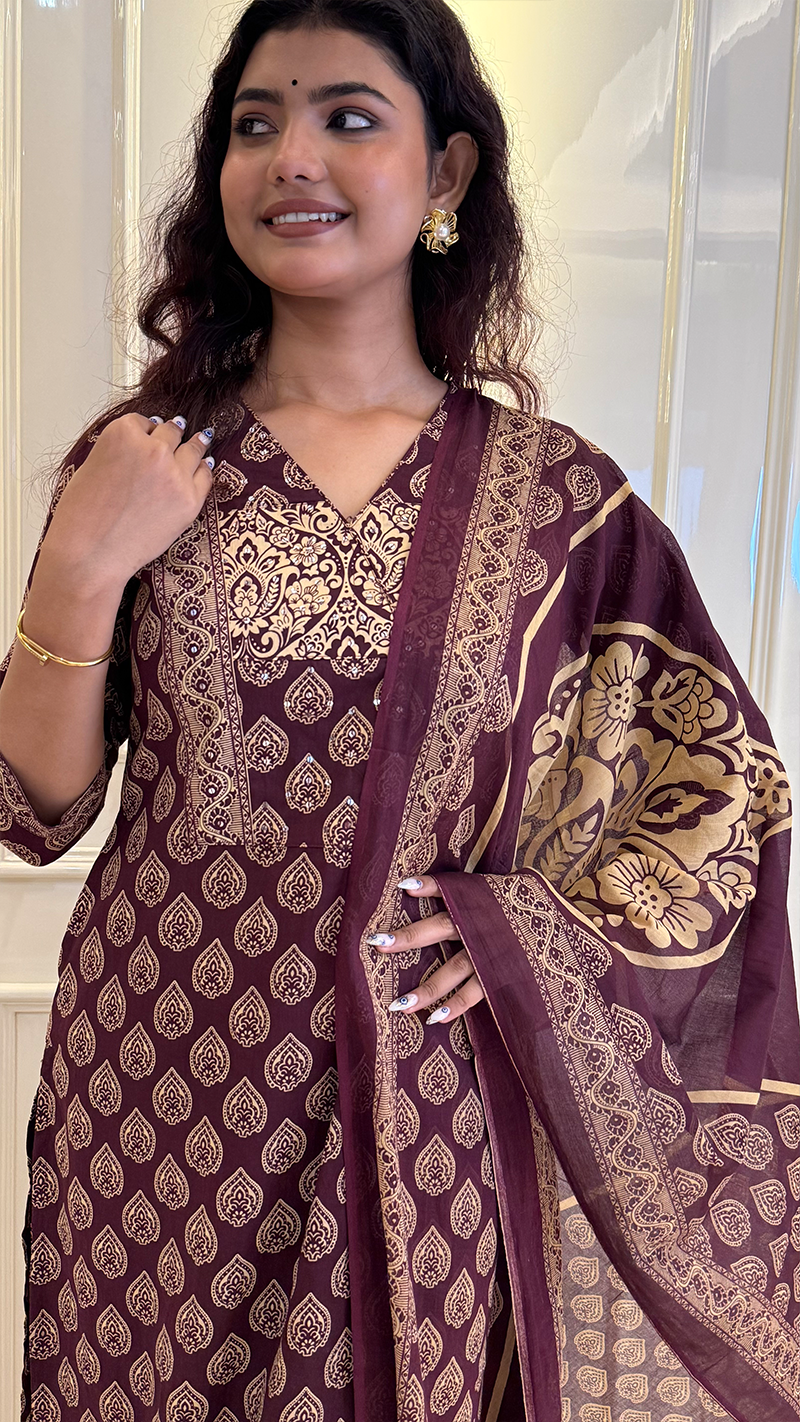 Purple Ajrakh Dupatta