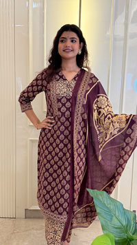 Purple Ajrakh Dupatta