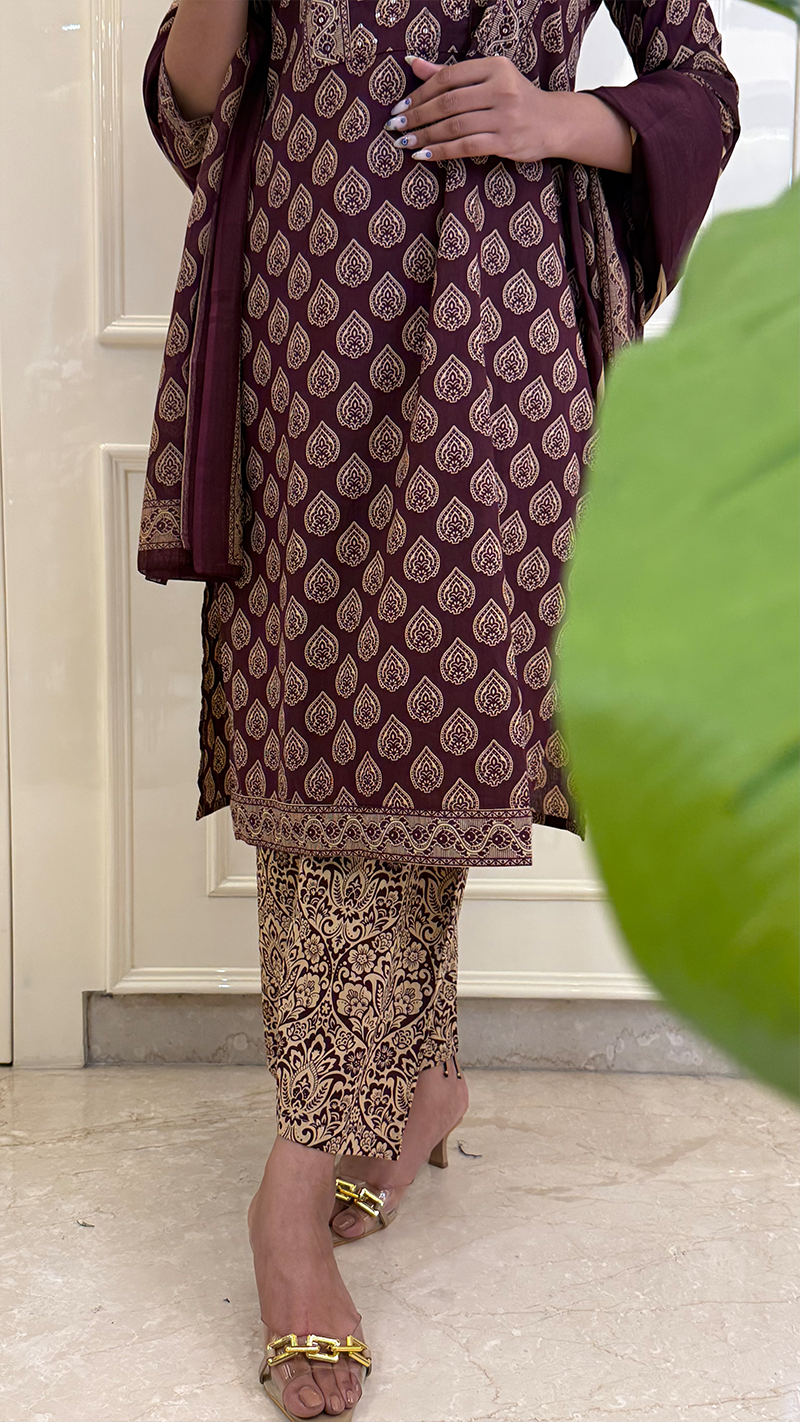 Purple Ajrakh Dupatta