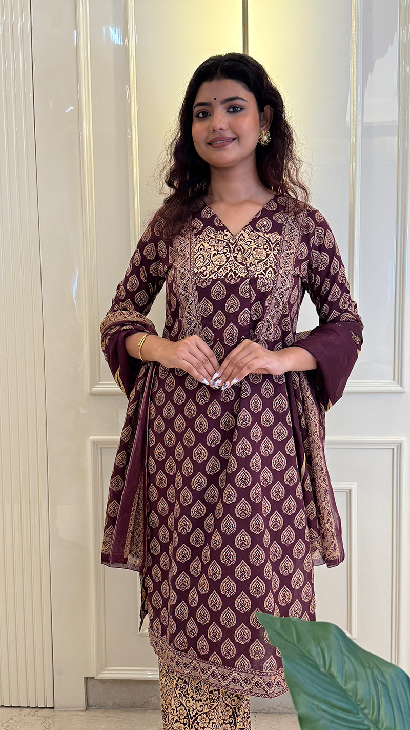 Purple Ajrakh Dupatta