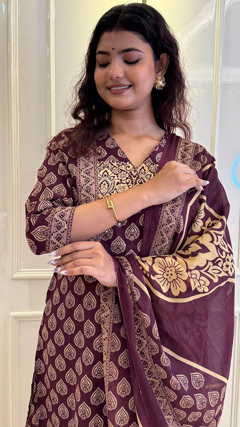 Purple Ajrakh Dupatta