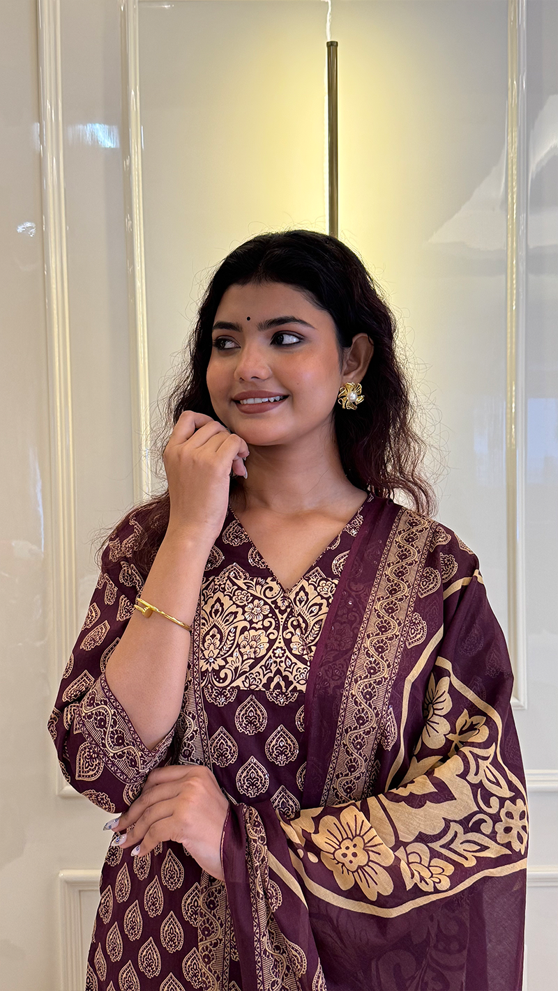 Purple Ajrakh Dupatta