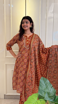Rust Stright Dupatta Set