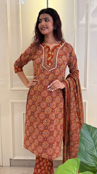 Rust Stright Dupatta Set