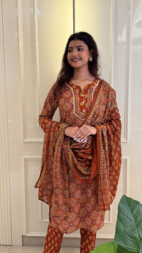 Rust Stright Dupatta Set