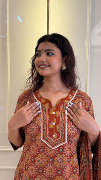 Rust Stright Dupatta Set