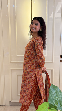 Rust Stright Dupatta Set