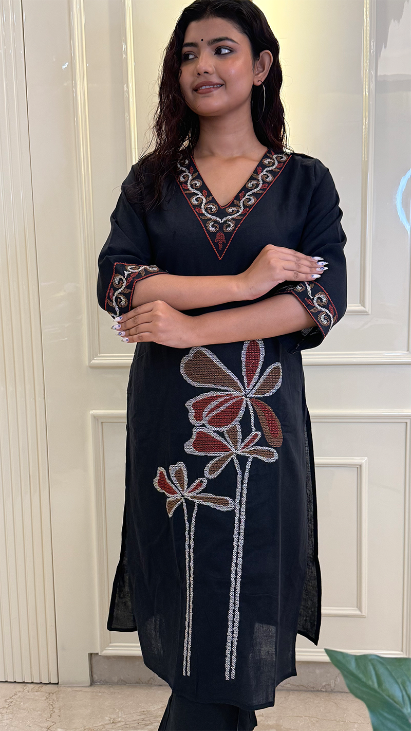 V Long Khadi Cross Stitch Set