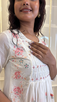 White Flower Smokey Dupatta Set