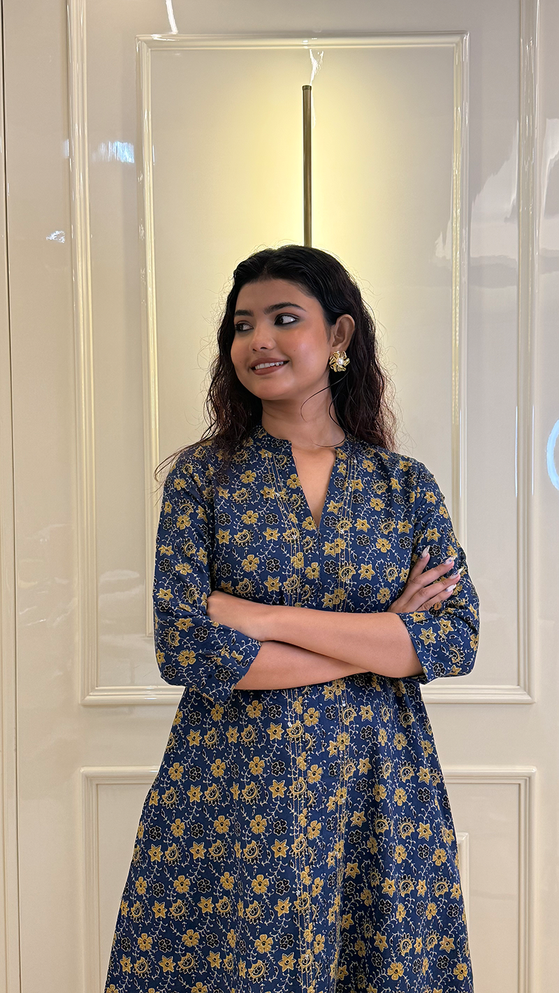 Blue Aline Kurti Style 2