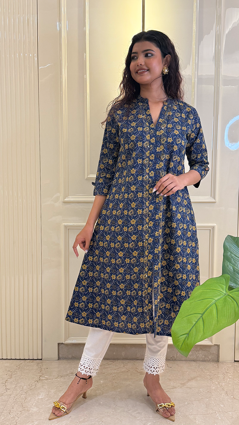 Blue Aline Kurti Style 2