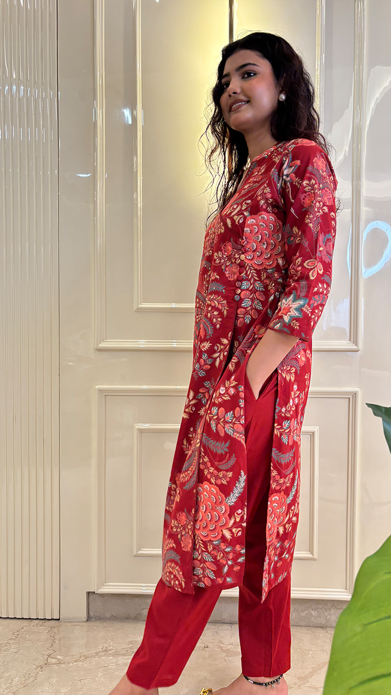 Red Printed Angrakha