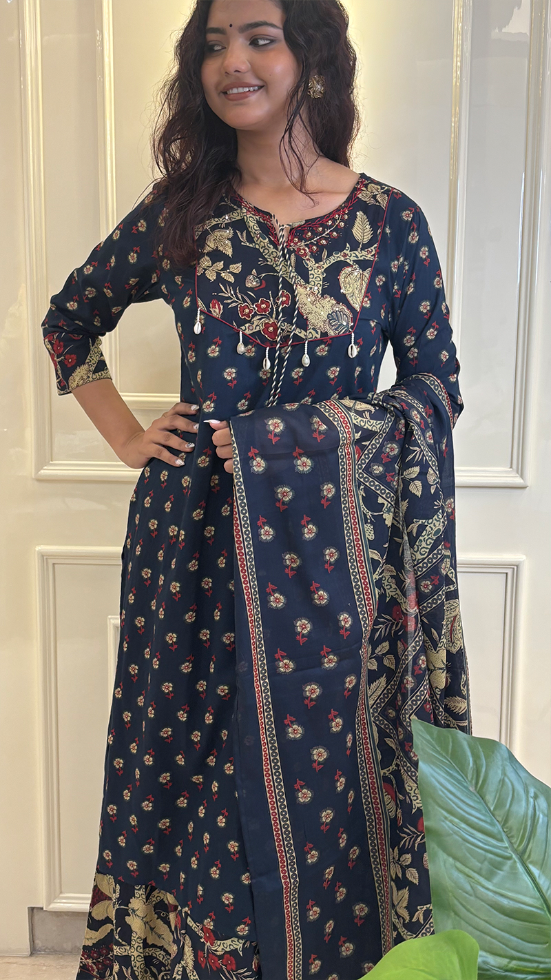 Blue Broad Pant Set