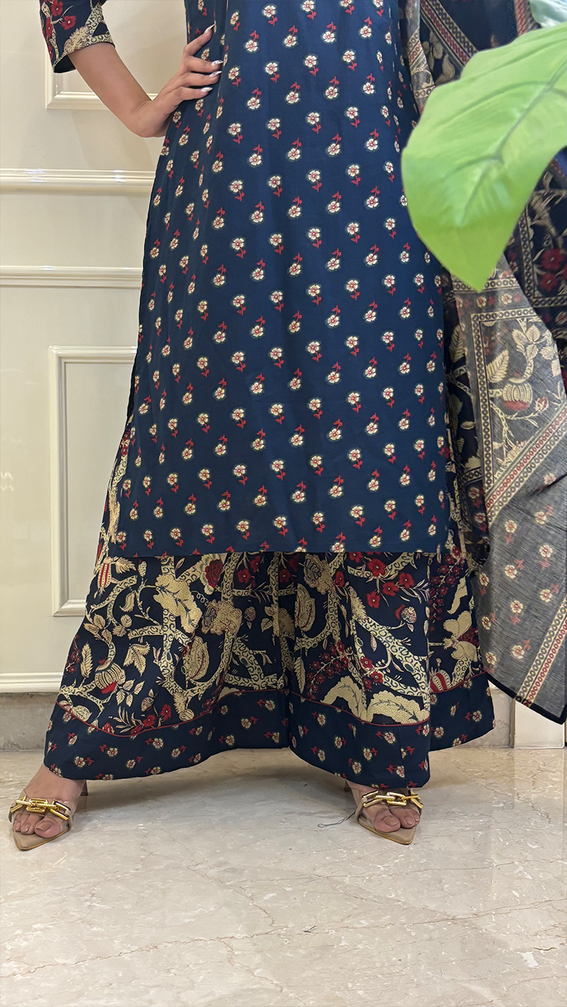 Blue Broad Pant Set