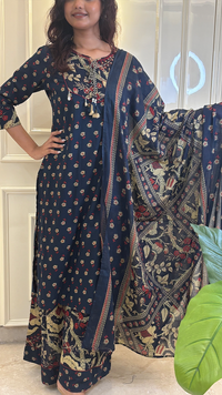 Blue Broad Pant Set