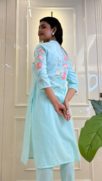 Ice Blue Thread Flower Set
