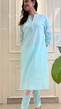 Ice Blue Thread Flower Set