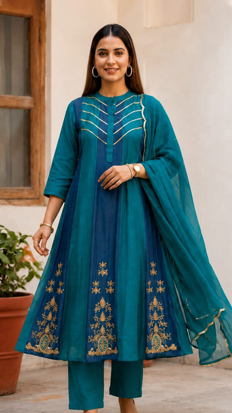 Blue Dual Anarkali Set