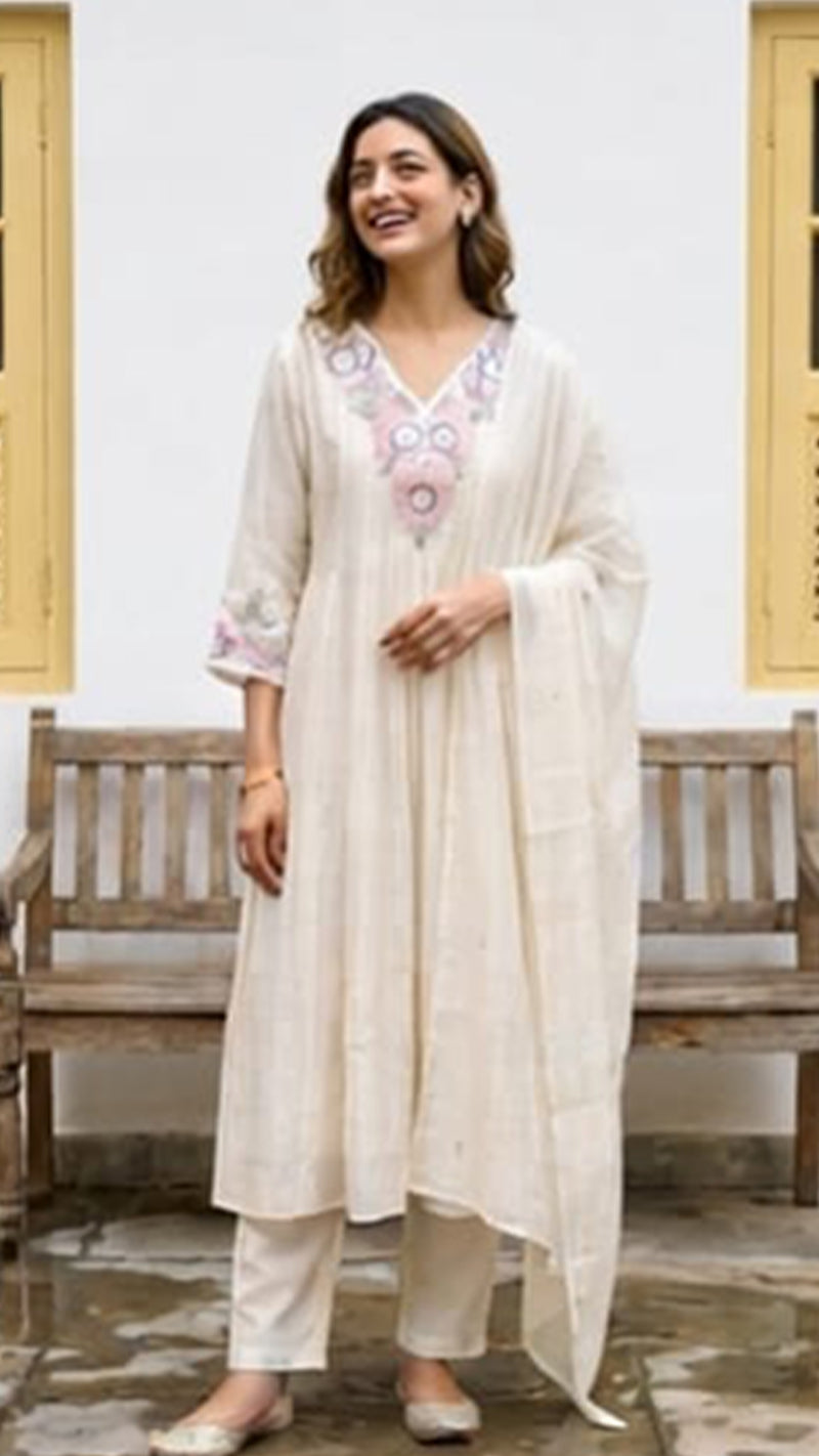 Cream Anarkali Rakhi Set