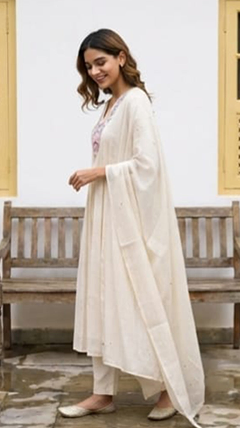 Cream Anarkali Rakhi Set