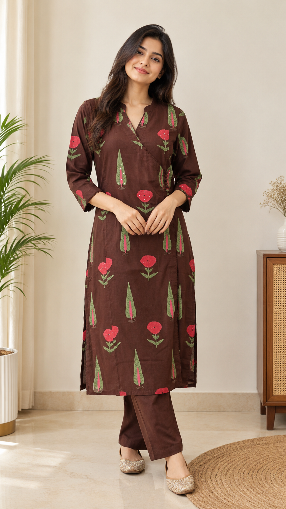 Chocolate Brown Angrakha Set