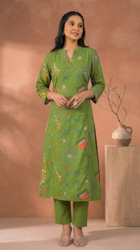 Flowers Green Angrakha Set